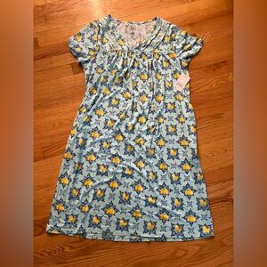 Croft & Barrow lounge Dress pajama Blue and Yellow lemon Pattern